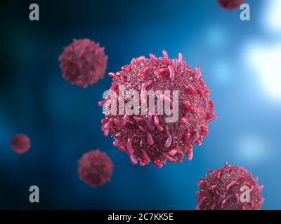 3d rendering red cancer cell isolated on white Stock Photo - Alamy