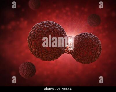 3d rendering red cancer cell divide or spread out Stock Photo