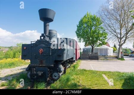 Bischofstetten, steam locomotive of former local railway line Lokalbahn Ober-Grafendorf–€“Gresten (Krumpe), Mostviertel region, Niedersterreich / Lower Austria, Austria Stock Photo