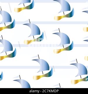 seamless pattern with blue boats vector - summer theme Stock Vector