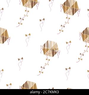 seamless pattern with kites in brown and beige colors Stock Vector