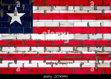 Flag of Liberia painted on a cinder block wall Stock Photo - Alamy