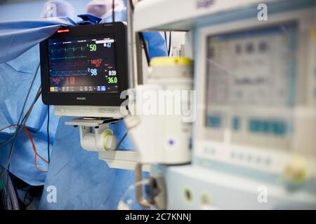 OP, anesthesia, monitor, vital signs Stock Photo