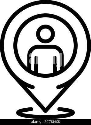 Illegal immigrants gps pin icon, outline style Stock Vector