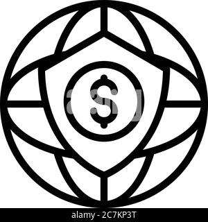 Secured credit union icon, outline style Stock Vector