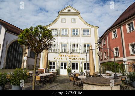 Germany, Bavaria, Empty city center of Eichstatt during corona pandemic Stock Photo