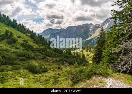 Fantastic hike in the Lechquellen Mountains in Vorarlberg Austria near Lech, Warth, Bludenz Stock Photo