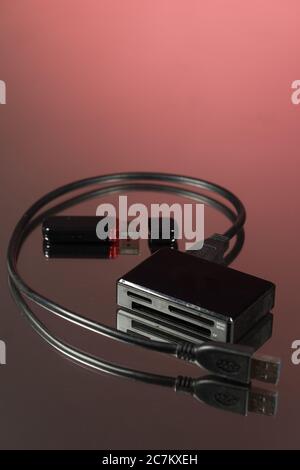 The USB adapter under the Type. Multiport. Stock Photo