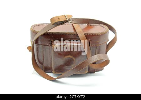 Old Ultra-Flex camera case, isolated on a white background Stock Photo