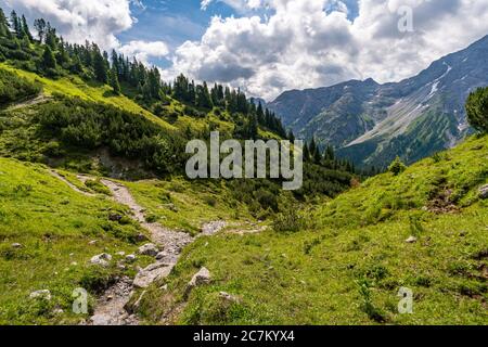 Fantastic hike in the Lechquellen Mountains in Vorarlberg Austria near Lech, Warth, Bludenz Stock Photo