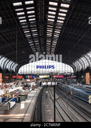 Railway station, tracks, emptiness, Hamburg, Germany Stock Photo