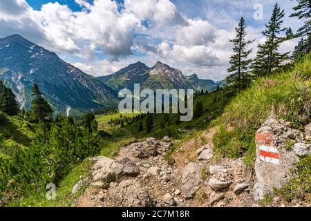 Fantastic hike in the Lechquellen Mountains in Vorarlberg Austria near Lech, Warth, Bludenz Stock Photo