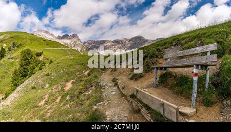 Fantastic hike in the Lechquellen Mountains in Vorarlberg Austria near Lech, Warth, Bludenz Stock Photo