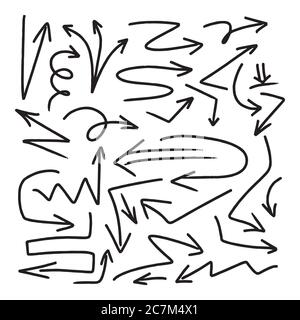 Illustration of Grunge Sketch Handmade Watercolor Doodle Vector Arrow Set Collection - EPS Stock Vector