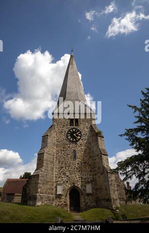 FLETCHING, EAST SUSSEX/UK - JULY 17 : View of the Parish Church of St Andrew and St Mary the Virgin in Fletching East Sussex on July 17, 2020 Stock Photo