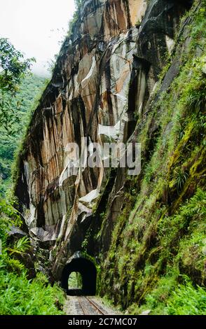 Railway through the forest, Aguas Calientes, Peru , South America Stock Photo