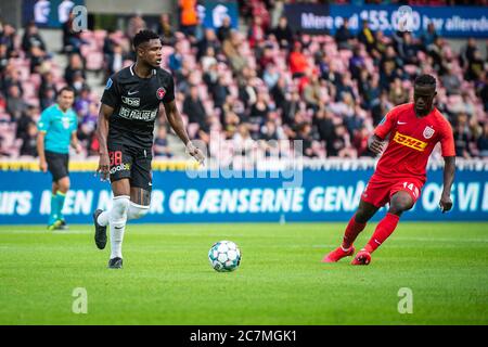 Herning, Denmark. 17th July, 2020. Frank Onyeka (38) of FC Midtjylland seen during the 3F Superliga match between FC Midtjylland and FC Nordsjaelland at MCH Arena in Herning. (Photo Credit: Gonzales Photo/Alamy Live News Stock Photo