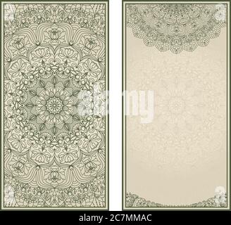 Wedding invitation or greeting card with floral mandala Place for your text. Vintage decorative elements. Vector illustration. Stock Vector