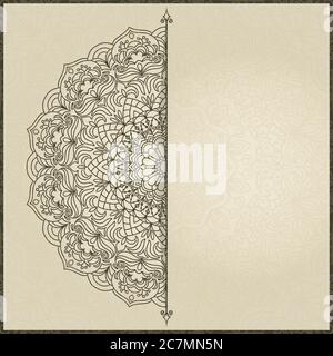Wedding invitation or greeting card with floral mandala Place for your text. Vintage decorative elements. Vector illustration. Stock Vector