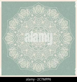 Colorful Floral hand drawn Mandala. Circle ornament in retro colors. Traditional Oriental pattern, vector illustration. Stock Vector
