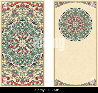 Vintage invitation or wedding card with floral pattern. Vintage border with place for text on a seamless background. Vector. Stock Vector
