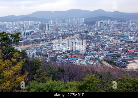 Suwon view from West GunTower,, Hwaseong Fortress, Suwon, Gyeonggi Province, South Korea Stock Photo