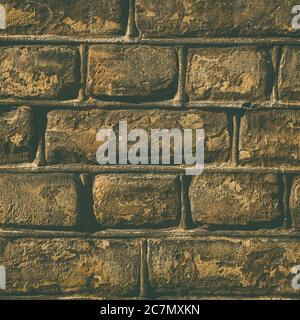 Wall made out of brown rectangular stones Stock Photo