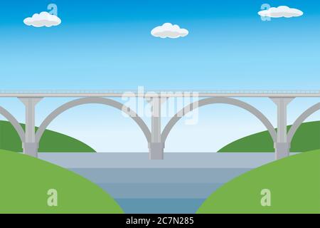 Modern empty bridge,flat vector illustration Stock Vector