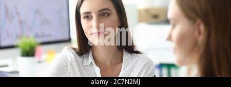 Smart woman at negotiations Stock Photo