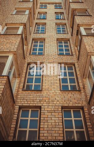 Vertical shot of a building made up of rectangular stones Stock Photo