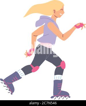 Woman avatar skating design, Stay healthy sport and activity theme Vector illustration Stock Vector