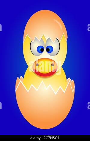Chicken chick baby in a cracked egg Stock Vector