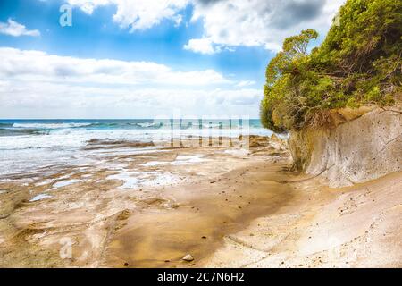 Amazing view at mediterranean coast and S'Abba Druche beach near Bosa.  Location: Bosa , Province of Oristano, Italy, Europe Stock Photo - Alamy