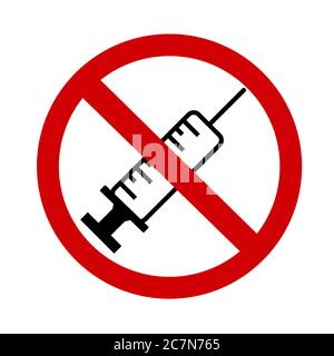 stop vaccine sign symbol over white background Stock Photo