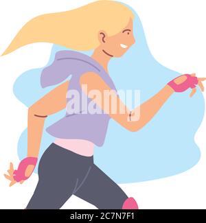 Woman avatar skating design, Stay healthy sport and activity theme Vector illustration Stock Vector