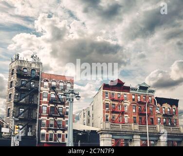 Picture of old buildings with fire escapes, New York City, USA Stock ...