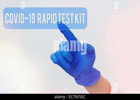 Handwriting text Rapid Test Kit. Conceptual photo Emergency medical diagnostic equipment that deliver fast results Displaying empty sticker paper acce Stock Photo