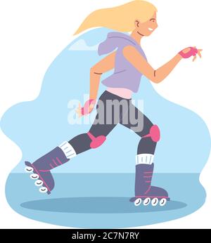 Woman avatar skating design, Stay healthy sport and activity theme Vector illustration Stock Vector