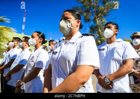 HERMOSILLO, MEXICO - JULY 17 :  Medical staff, during the opening ceremony of the intensive care operating unit to care for patients with covid-19 in the 4th Zone and Military hospital on July 17, 2020 in Hermosillo, Mexico. . (Photo by Luis Gutierrez/ Norte Photo) Stock Photo