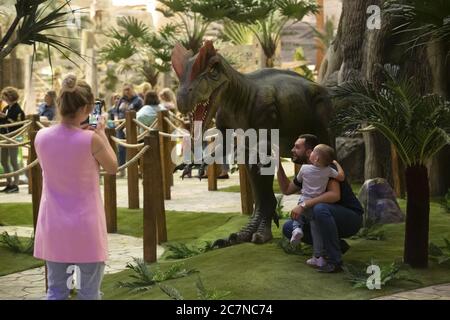 Moscow, Russia. 18th July, 2020. People visit the Dream Island amusement park in Moscow, Russia, on July 18, 2020. The indoor amusement park reopened to the public on Saturday after a temporary closure due to the COVID-19 pandemic. Credit: Alexander Zemlianichenko Jr/Xinhua/Alamy Live News Stock Photo