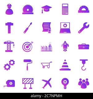 Engineering gradient icons on white background, stock vector Stock Vector