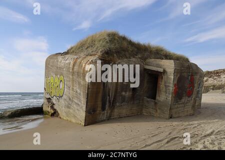 FURREBY, DENMARK - Jun 03, 2020: Bunker and coastal protection on ...