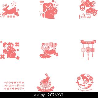 bundle of mid autumn festival set icons vector illustration design Stock Vector