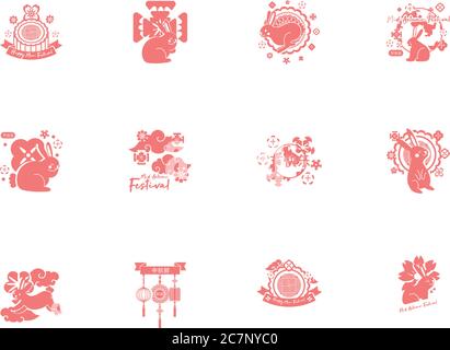 bundle of mid autumn festival set icons vector illustration design Stock Vector