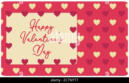 Beautiful card design of happy valentines day greeting card with little hearts and a white border around frame in vibrant colors. Stock Photo