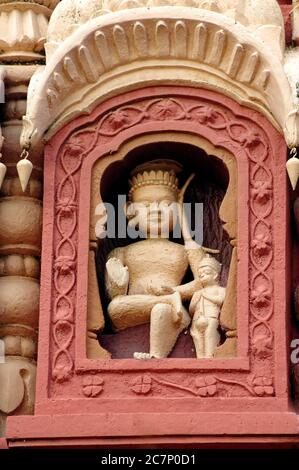 Sculpture of Shree Ram Vishnus avtar details of Vishnus temple known as Bhagwant temple in Barshi village in district Solapur state Maharashtra India Stock Photo