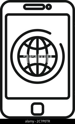 Global smartphone remarketing icon. Outline global smartphone remarketing vector icon for web design isolated on white background Stock Vector