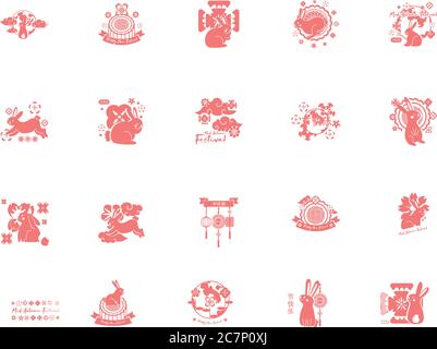 bundle of mid autumn festival set icons vector illustration design Stock Vector