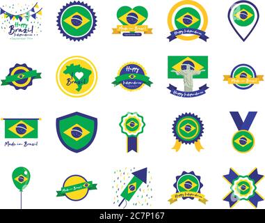 bundle of brazil independence day icons vector illustration design Stock Vector