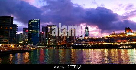SYDNEY, AUSTRALIA - Apr 18, 2020: Sydney never sleeps. The city centre at night Stock Photo